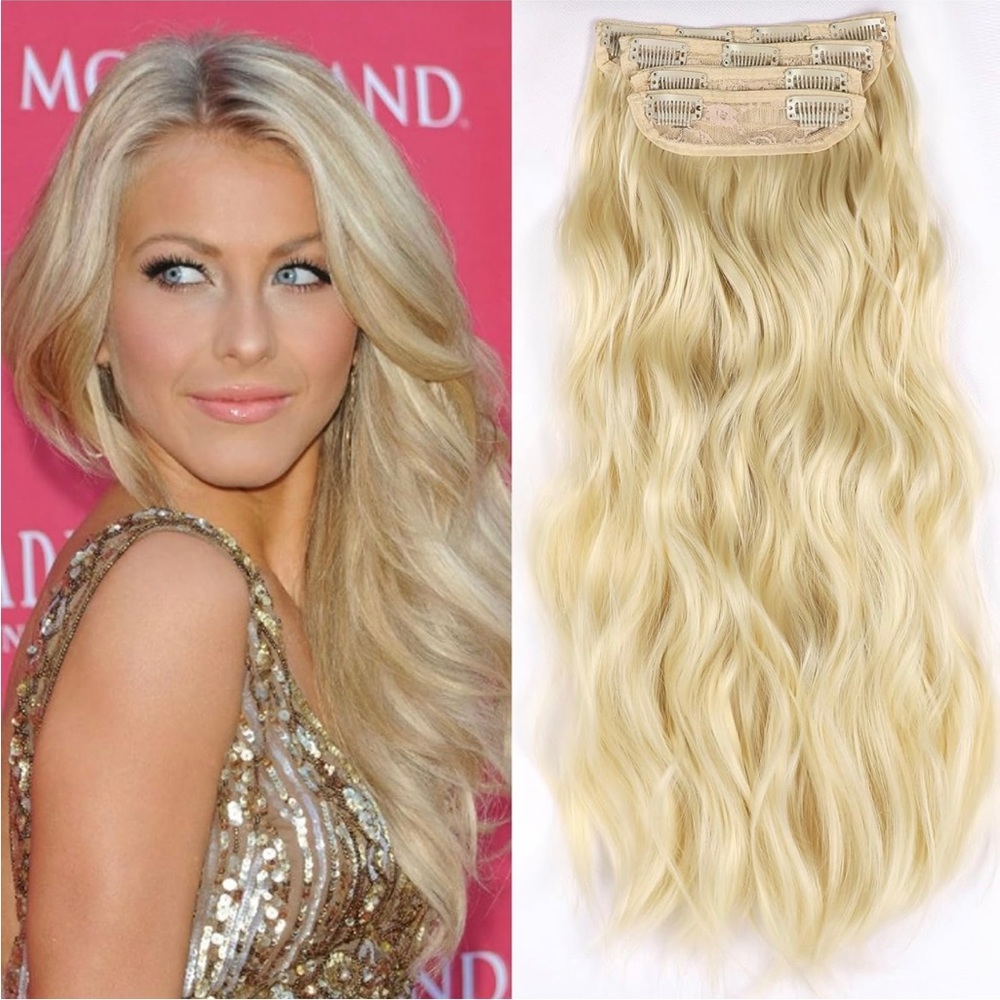 20 inch 4 pieces 11 clips blonde hair extensions